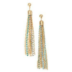 David Tutera Blue Crystal Tassel Earrings